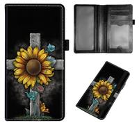 Qindaiwen PU Leather Checkbook Covers for Women, Check book holder for personal checks, checkbook wallet with RFID Blocking, Gift for Men Women, Horse, Sunflower Cross Faith