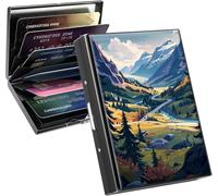 Qindaiwen RFID Blocking Stainless Steel Card Holder - Slim Metal Wallet with 6 Slots, Compact Card Wallet for Men & Women, Ideal for Credit, ID & Business Cards, Swiss Alps