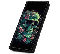 Qindaiwen RFID Wallet for Women, PU Leather Wallets for Women Men with Money and Phone Pockets, Multiple Card Slots, Dual Magnetic Clasp Closure Bifold Wallet - Ideal for Gift, Horse, Cool Skull, 7.76