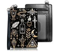 Qindaiwen Slim RFID Blocking Card Holder Wallet with Wrist Strap - Minimalist Front Pocket Wallet, Sunflower Design, PU Leathe, for Men & Women, Ideal for Travel & Gifts, Various Icons, 3.15-4.5 inch