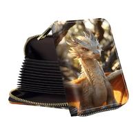 Qindaiwen Slim Zipper Card Wallet for Women - RFID Blocking Mini Wallet, PU Leather Small Credit Card Holder & Coin Pocket, Travel-Friendly Card Organizer, Dragon Close Up, Zipper Card Wallet