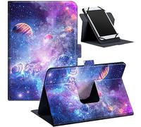Qindaiwen Universal Case for 10.5-11.5 inch Tablet, Stand Folio Case, Multiple Viewing Angles, Galaxy Planet