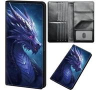 Qindaiwen Wallet Women Ultra Slim Thim PU Leather Womens Wallet RFID Blocking Credit Card Holder Bifold Long Ladies Billfold, Horse, Purple Dragon, Modern