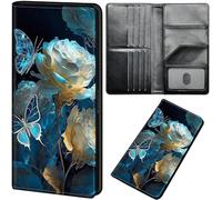 Qindaiwen Wallet Women Ultra Slim Thim PU Leather Womens Wallet RFID Blocking Credit Card Holder Bifold Long Ladies Billfold, Horse, Flower Butterfly, Modern