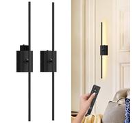 QINER Rechargeable LED Wall Lights, USB-C Battery Operated & Wireless Wall Lights, Battery is Removable and Dimmable 81CM Modern Wall Sconce for Living Room, Bedroom (2 PCS, Black)