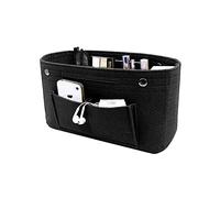 QINERSAW Felt Bag Organiser for Handbag - Inner Pockets Insert for Tote Neverfull Speedy - 25 x 10 x 15 cm Black