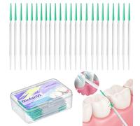QinfanVi 2-in-1 Silicone Dental Floss Stick,150PCS Interdental Brushes,Soft Dual-Use Plastic Toothpicks, Tooth Floss Picks Dental Brushes Floss Brushes for Braces Oral Cleaning(Green, One Size)