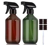 QinfanVi 300ml Empty Spray Bottles,2PCS Drop-Resistant Mist Spray Bottle With Adjustable And Lockable Trigger,Water Bottle Spray for Hair, Gardening and Essential Oils (300ml Green and Amber)