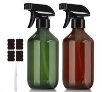 QinfanVi 500ml Empty Spray Bottles,2PCS Drop-Resistant Mist Spray Bottle With Adjustable And Lockable Trigger,Water Bottle Spray for Hair, Gardening and Essential Oils (Green and Amber)