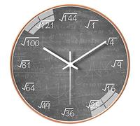 QINFIEY 12 Inch Math Wall Clock Silent Non Ticking Movement Quality Quartz Wall Clock for Home/Kitchen/Office/Classroom/School/Living Room Wall Decorations (Gray)