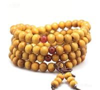 Qing Hui 8mm*108pcs Mala Bracelet Necklace Men's Women's Tibetan Buddhist Buddha Meditation Prayer Bead Prayer Buddha Mala Chinese Knot (Orange)