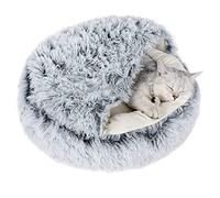 qing yun Cat Cave Bed,Fluffy Cat Hideaway Sleeping Bag,Cozy Plush Warm Pet Dog Cave Bed Anxiety Relief Cat Igloo Bed for Indoor Cats (35cm,Grey)