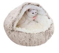 qing yun Cat Cave Bed,Fluffy Cat Hideaway Sleeping Bag,Cozy Plush Warm Pet Dog Cave Bed Anxiety Relief Cat Igloo Bed for Indoor Cats (50cm,Plush Brown)