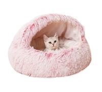 qing yun Cat Cave Bed,Fluffy Cat Hideaway Sleeping Bag,Cozy Plush Warm Pet Dog Cave Bed Anxiety Relief Cat Igloo Bed for Indoor Cats (35cm,Pink)