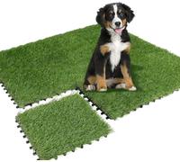 Qingbei Rina Artificial Grass Tiles Interlocking, 9 Packs Fake Grass Turf Outdoor Rug for Dogs Potty Pet, Natural Realistic 0.9m x 0.9m