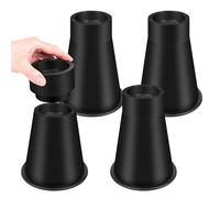 Qingchuang Bed Risers 6", 8" Oversized Bed Leg RIsers 4pcs Self-Adhesive Round Heavy Stackable Furniture Risers Heavy Duty Adjustable Chair Raisers for Desks Couches Sofas Table Set of 4 Pack Black