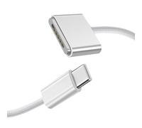 QingCming USB C Magnétique Cable 2M for Mac-Book Air & Pro 14” 16” M1 M2 M3 M4, 2024 Ma-cBook Air & Pro Charger, 140W Fast Charging, Magnetic Connector for M-acBook M4 M3 M2, White Braided Cable