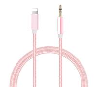 Qingfeicare Aux Cable for iPhone in Car 3.5mm Cable Aux Adapter 3.5mm Jack Lead Compatible with iPhone 14/13/12/11 for Car Stereo/Headphones (Pink)