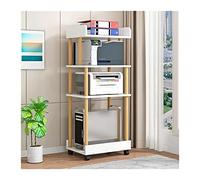 QINGGANG-0224 computer tower stand 2/3/4-Tier Movable PC Tower Stand with Storage, Rolling Floor-Standing Printer Host Shelf with Caster Wheels for Home Office(4-tier)