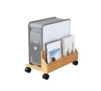 QINGGANG-0224 computer tower stand CPU Stand Two-in-one PC Tower Gaming Holder, Mobile Rolling Cart for Under Desk with Caster Wheels Office Accessories(Natural)