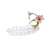 QINGGANG-0224 Decorative Centerpiece Crystal Glass Fruit Tray, Decorative,Dried, Multipurpose, Snack Dessert Plate, Leaf Shaped Dinner