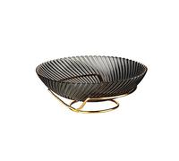 QINGGANG-0224 Decorative Centerpiece Glass Fruit Plate Light Style High-Grade Can Be Hard Coffee Table Home Placement Snack Candy with Stand(Gris,Large)