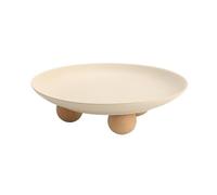 QINGGANG-0224 Decorative Centerpiece Three-Legs Ceramic Fruit Bowl, for Kitchen Counter, White, Key, Basket for Decor
