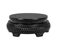 QINGGANG-0224 Plant Pot Pedestal Black Relief Sculpture Pedestal Display, Flowerpot Vase House Plant Accessories Decor Base(Small)