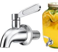 QINGHEC 1 Pcs 1/2 Inch Glass Drink Dispenser Tap, 304 Stainless Steel Drink Dispenser Faucet, Beverage Dispenser Spigot Replacement for Hot Cold Water Beer Wine Juice Bottle Bucket, Silver