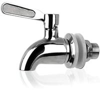 QINGHEC 1 Pieces Universal Water Dispenser Tap Replacement, 304 Stainless Steel Push Type Dispenser Faucets for Hot Cold Water Beer Wine Juice Bottle Bucket, Silver,16mm-1pcs