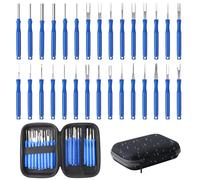 QINGHEC 30 Pcs Terminal Pin Removal Tool Kit,Pin Extractor Tool Set,Key Extractor Tool,Terminal Keys,Multi Plug Pin Removal Tool with A Protective Bag for Car Connector Terminals (Blue)