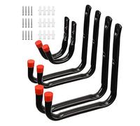 QINGHEC 6 Pack Garage Storage Hooks, Ladder Brackets, Hose Storage, Heavy Duty Tool Hangers for Ladders, Bikes, Tools, Hoses