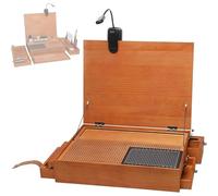 QINGHEDZSW Model Making Workbench, Portable Model Workbench, Includes 3mm Cutting Mat, With Led Light And Drawer, For Coloring, Crafts, Polishing