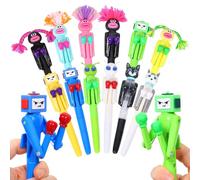 QINGLANG 12 Pcs Boxing Robot Pens Set Funny Novelty Ballpoint Pens with Punching Arms and Crisp Button Sound 1.0mm Smooth Writing Fidget Pen for Stress Relief Kids Party Bag Fillers Gadgets Gift