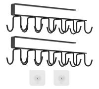QINGLANG 2Pcs Mug Hooks Under Shelf Cup Hanger Under Cupboard with 12 Hooks No Drilling Hook Coffee Cup Mug Organiser with Adhesive Screws for Kitchen Cupboard Restaurant Coffee Shop Bar