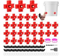 QINGLANG 30 Pack Automatic Chicken Waterer Nipples with 1/2" Pvc Tee Fittings Anti-Leak DIY Horizontal Poultry Water Drinker Kit with Drill Bit & Ptfe Tape for Chickens, Ducks and Quail