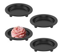 QINGLANG 4Pcs Metal Candle Holder Iron Candle Plates and Trays Round Traditional Pillar Candles Dishes for Pillar/Scented/Flameless/Ball Candles Tealight Stand for Wedding Church Decorative
