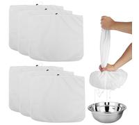 QINGLANG 6 Pack Brew Bags Extra Large Reusable Straining Bag 250 Micron Fine Mesh Strainer Bag with Adjustable Drawstring Polyester Muslin Cloths for Home Brewing Grains Fruit Beer Making 26x22 Inch