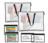 QINGLANG 6PCS Art Portfolio Bag 3 Size Posters Storage Bag Waterproof Art Portfolio Container Portable Artwork Folder Clear Zipper Pouches Files Tote Bag for Keepsake Scrapbook