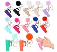 QINGLANG 8PCS or 12PCS Mini Tumbler Keychain Cute Lip Balm Keyring Lip Balm Keychain Decor Key Chain Charm Backpack for Women Girl Purse Handbag Backpack(12Pcs)