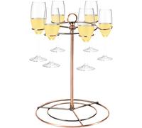 QINGLANG Cocktail Tree Stand Drinkware Metal Iron Champagne Tower for Wine Tasting Party Wedding, Bar Smooth Drinks Tower for Drinks Champagne Tower Wine Glass Holder (Single Layer)