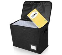 QINGLANG Comic Book Storage Box 40x20x30cm Foldable Comic Book Bin with Lids Washable Integrated Comic Book Organizer Short Box with Handle for Wardrobe Closet Shelf Office (Black)