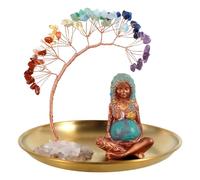 QINGLANG Crystals Tree 7 Chakra Healing Crystals Tree Gaia Te Fiti Storage Tray Creative Tree Mother Earth Statue Figurine Ornament Decoration for Luck Wealth Home Decor Yoga Meditation