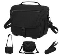 QINGLANG DSLR Camera Bag Waterproof Photography Shoulder Case with Rain Cover & Tripod Holder Shockproof Crossbody Camera Single Bag Compatible with Canon/Nikon/Sony/Mirrorless Cameras