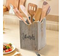 QINGLANG Kitchen Utensil Holder Kitchen Cooking Utensil Organizer Caddy Farmhouse Cutlery Holder Cutlery Pot Wooden Cooking Tools Storage for Countertops and Tableware Storage(Grey)