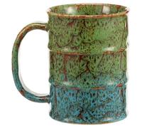 QINGLANG Large Ceramic Coffee Mug 24oz/700ml Jumbo Tea Cup with Big Handle Unique Reactive Glaze Green to Blue Oversized Mugs for Office & Home, Microwave & Dishwasher Safe(Blue Green)