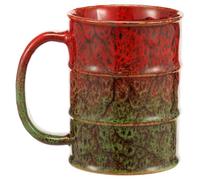 QINGLANG Large Ceramic Coffee Mug 24oz/700ml Jumbo Tea Cup with Big Handle Unique Reactive Glaze Red to Green Oversized Mugs for Office & Home, Microwave & Dishwasher Safe(Red Green)