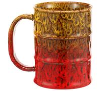 QINGLANG Large Ceramic Coffee Mug 24oz/700ml Jumbo Tea Cup with Big Handle Unique Reactive Glaze Yellow to Red Oversized Mugs for Office & Home, Microwave & Dishwasher Safe(Yellow Red)