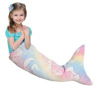 QINGLANG Mermaid Tail Blanket Glow in the Dark Little Mermaid Blanket for Girls Kids Gifts 50x100cm All Seasons Soft Flannel Fleece Mermaid Sleeping Bag Plush Fish Scale Snuggle Blanket (Colorful A)