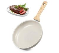 QINGLANG Non Stick Frying Pan Skillet 24cm & 26cm Sauté Pan with Heat Resistant Wooden Handle, Maifanite Coating, Compatible with Most Stove Tops, Induction Hob, Easy to Clean